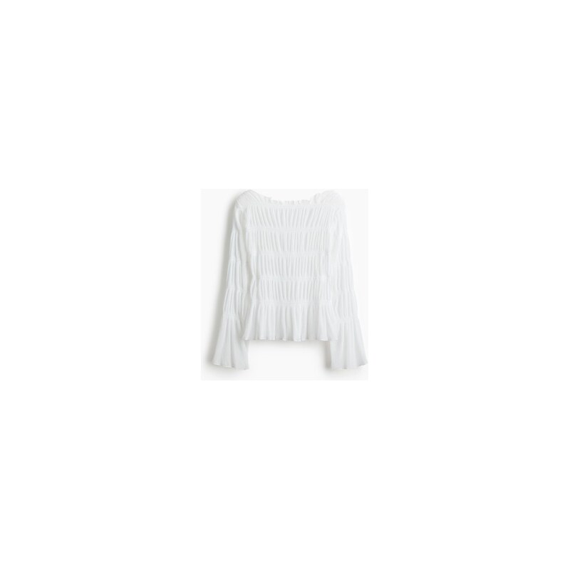 H&M - Tops lodičkovým výstřihem a žabkováním - Bílá