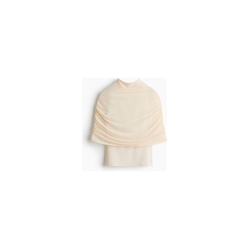 H&M - Žerzejový tops pelerínkou - Krémová