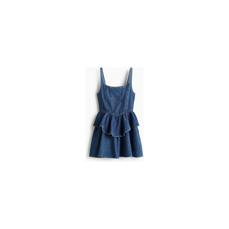 H&M - Džínové šatys rozšířenou sukní - Denim Blue