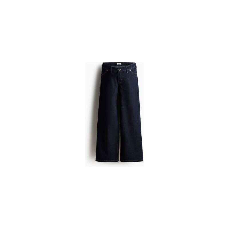 H&M - MAMA Wide Low Waist Ankle Jeans - Tmavý Denim Blue