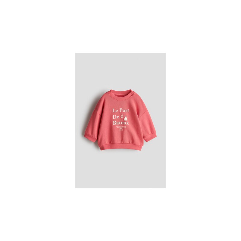 H&M - Mikinas potiskem - Malinově Červená/Le Port