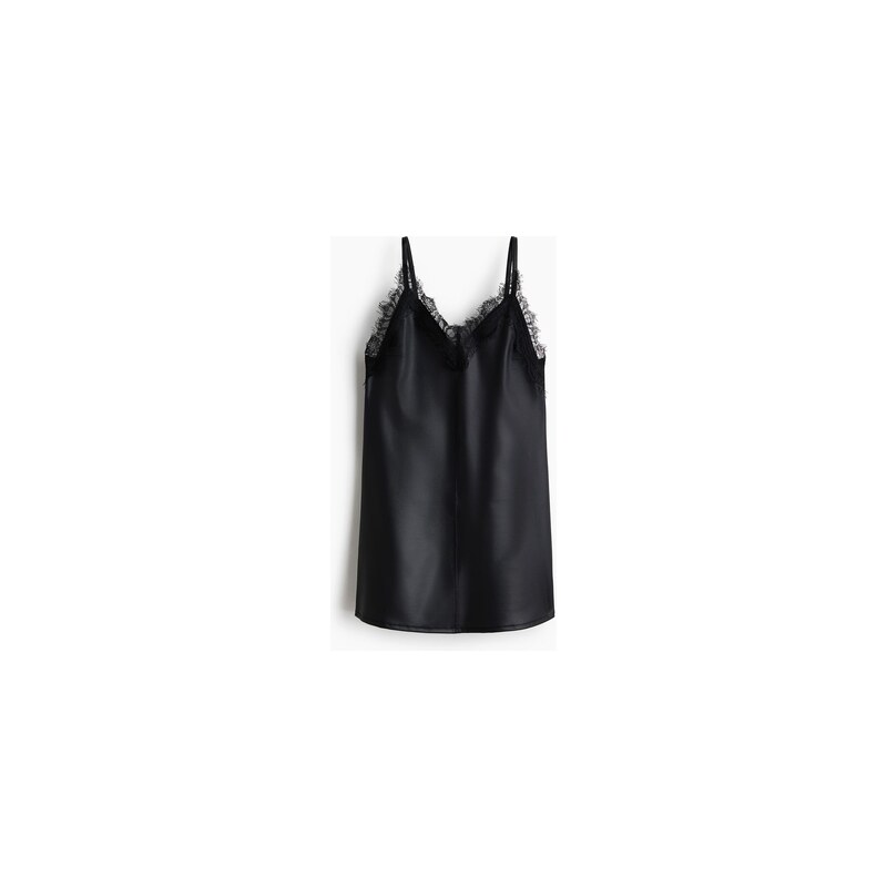 H&M - Šaty na ramínkas krajkovými lemy - Černá