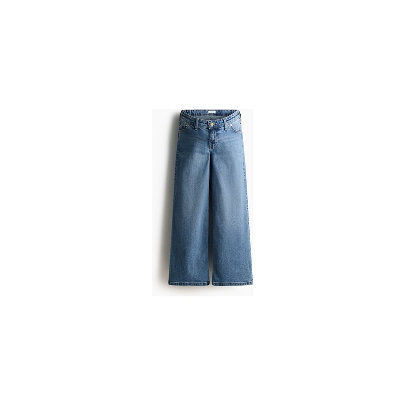 H&M - MAMA Wide Low Waist Ankle Jeans - Denim Blue