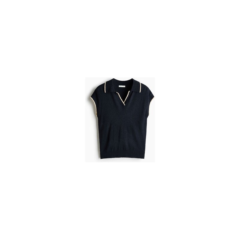 H&M - Pletený tops límečkem - Námořnická Modř