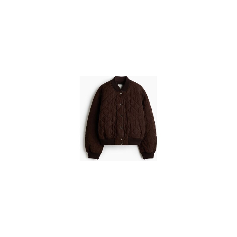 H&M - Prošívaný bomber - Tmavě Hnědá