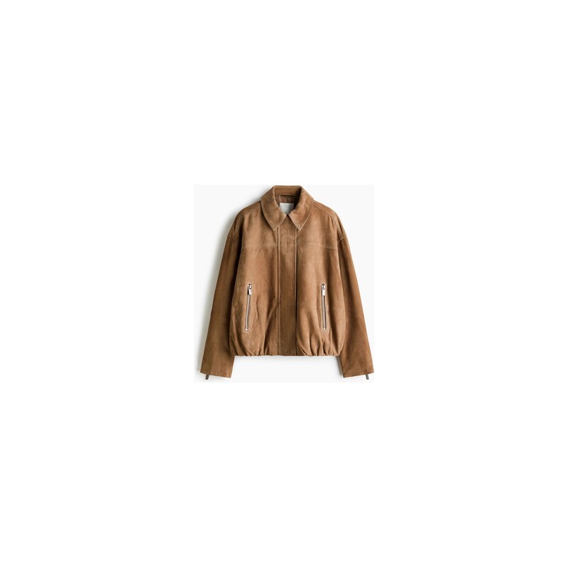 H&M - Semišová bunda - Tmavě Béžová