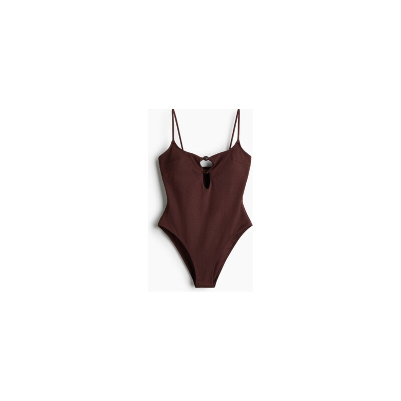 H&M - Jednodílné plavky High Legs vyztuženými košíčky - Tmavě