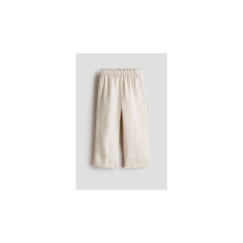 H&M - Lněné kalhoty - Světle Béžová