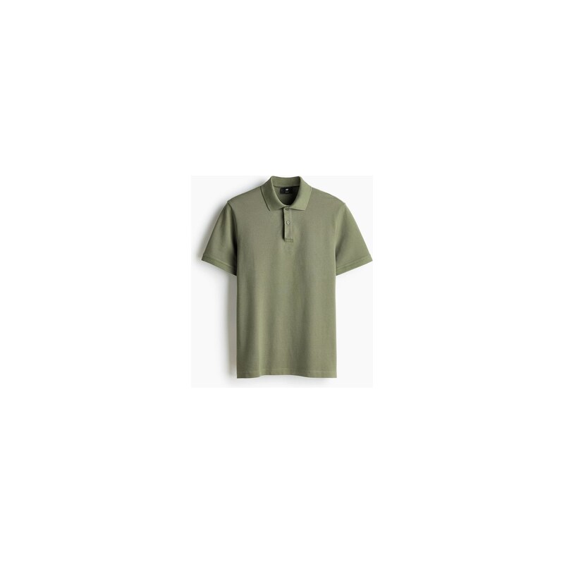 H&M - Tops límečkem Regular Fit - Khaki Zelená