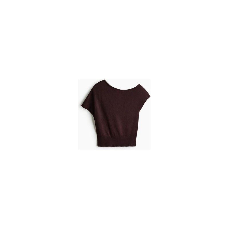 H&M - Top z jemného úpletu odhalující rameno - Tmavě Hnědá