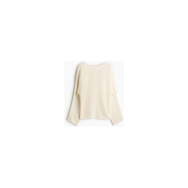 H&M - Svetrs lodičkovým výstřihem - Krémová