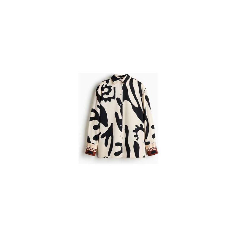 H&M - Printed twill shirt - Krémová/Černý Vzor