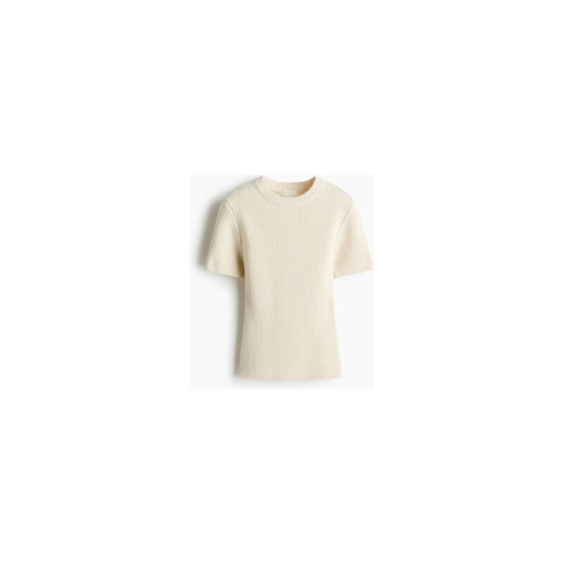 H&M - Tričko z vlněné směsi - Krémová