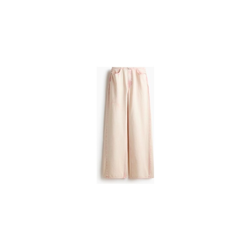 H&M - Baggy Low Jeans - Bledě Růžová