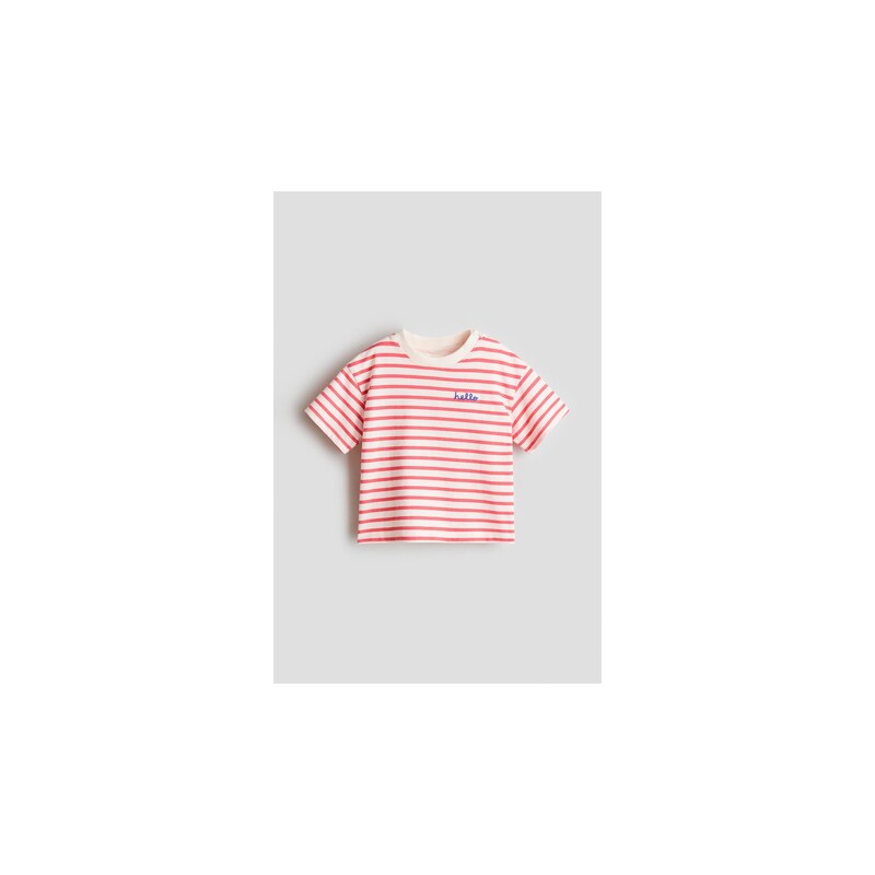 H&M - Tričkos výšivkou - Malinově Růžová/Hello