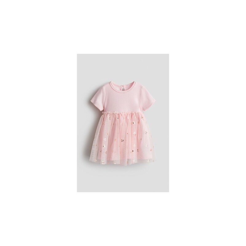 H&M - Šatys tylovou sukní - Světle Růžová/Třešně