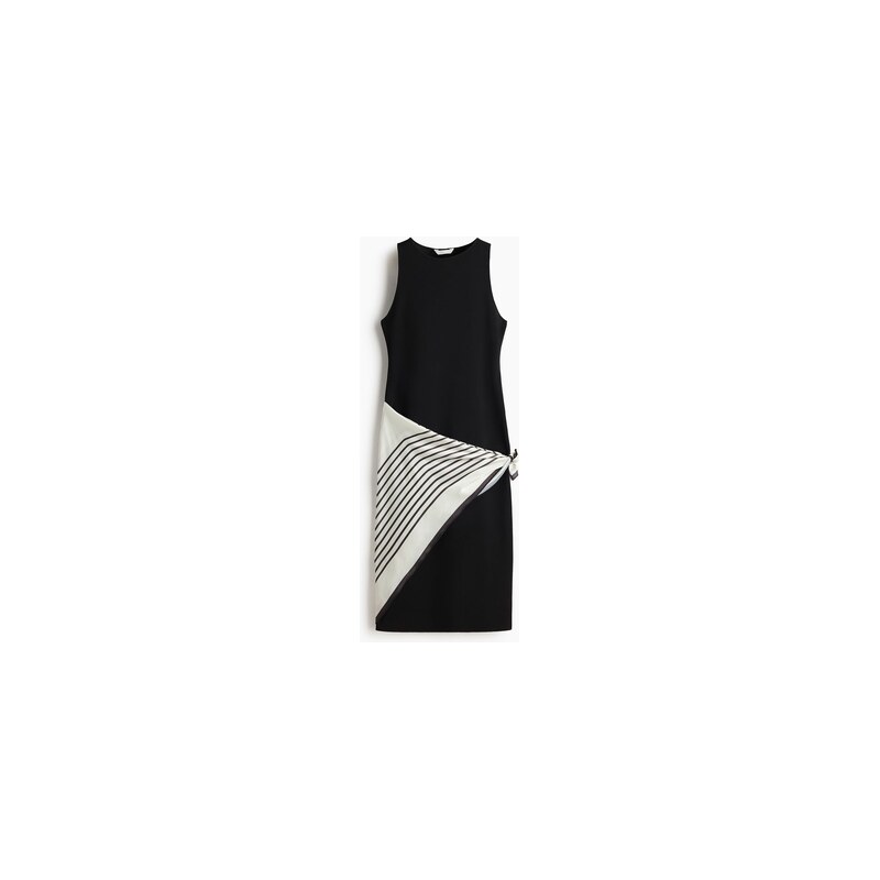 H&M - Šatys šálovým detailem - Černá/Bílá