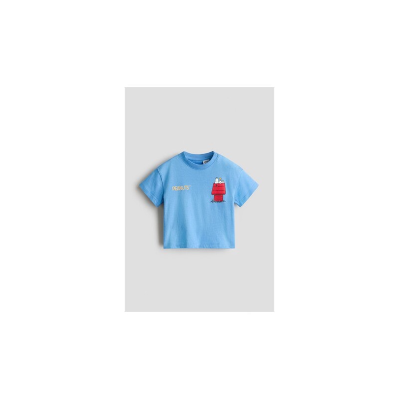 H&M - Bavlněné tričkos potiskem - Bleděmodrá/Snoopy