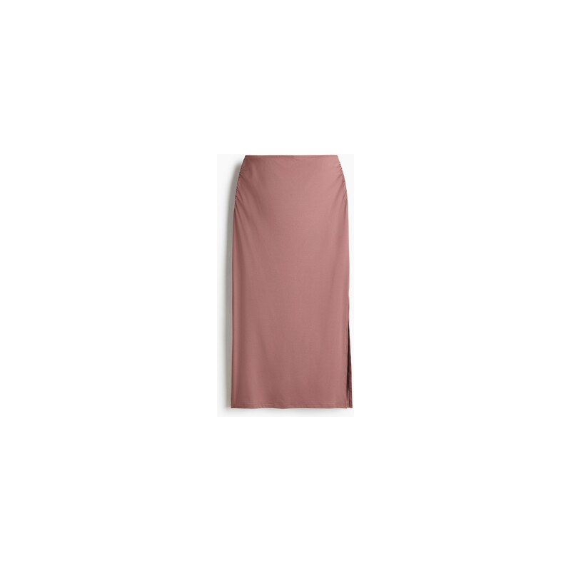 H&M - Řasená sukně midi - Tlumená Tmavě Růžová