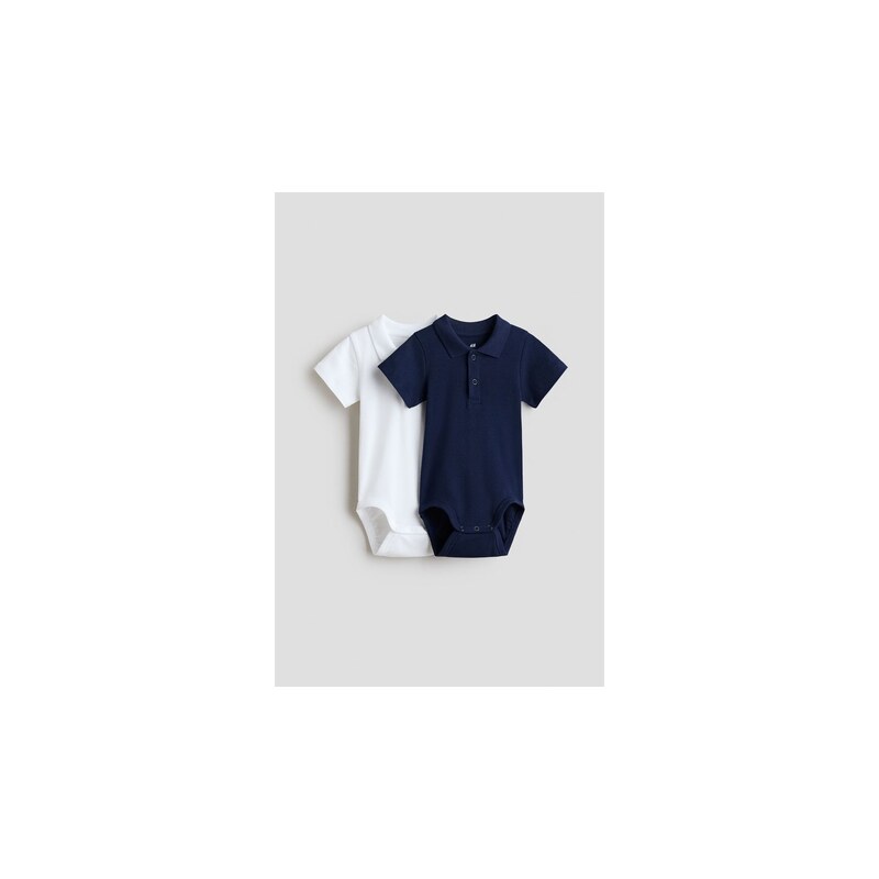 H&M - Bodys límečkem 2 kusy - Námořnická Modř/Bílá