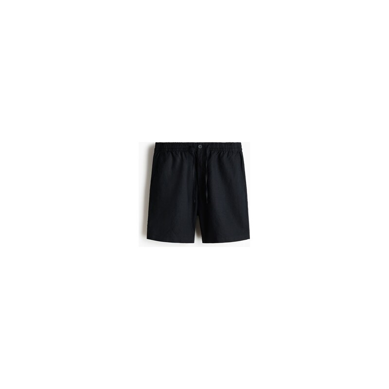 H&M - Šortky z lněné směsi Regular Fit - Černá