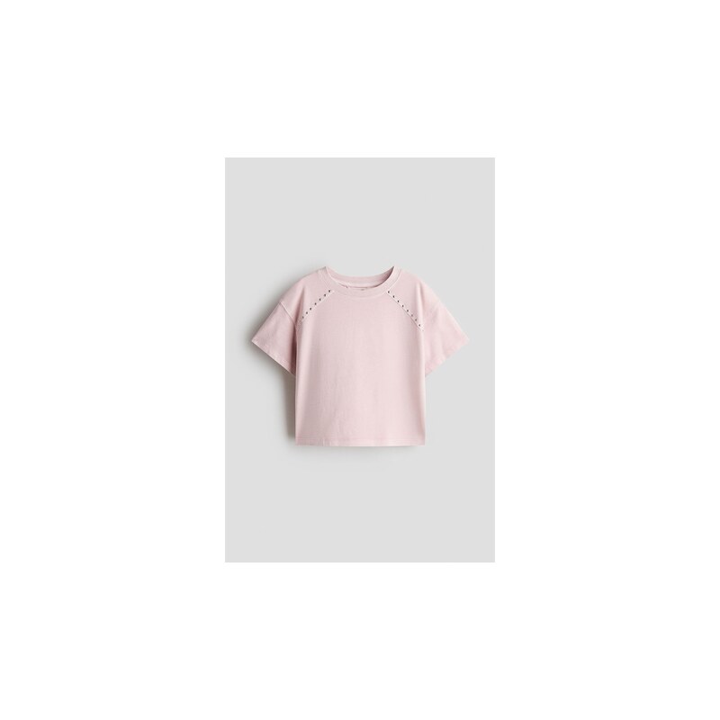 H&M - Tops efektem seprání as cvočky - Tlumená Světle Růžová