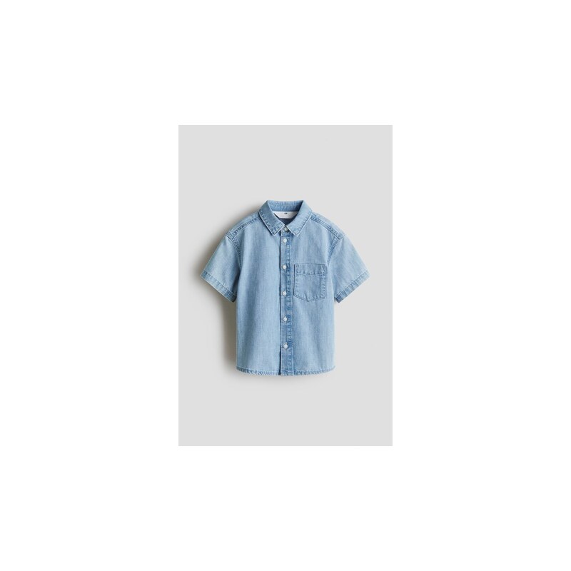 H&M - Džínová košiles krátkým rukávem - Světlý Denim Blue