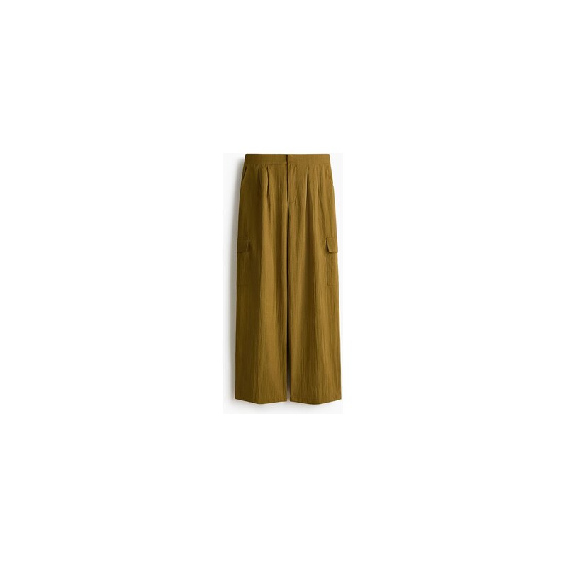 H&M - Široké kalhoty cargo - Zlatě Olivová