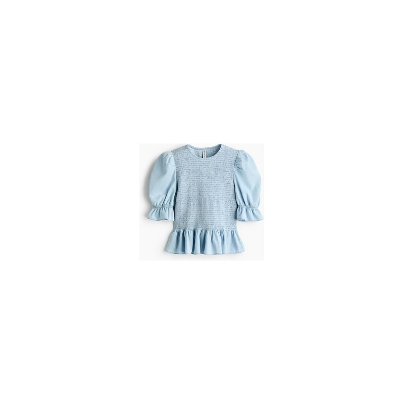 H&M - Džínová halenkas žabkováním - Bleděmodrá
