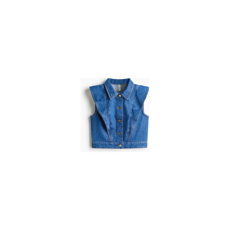H&M - Džínová vestas volánky - Denim Blue