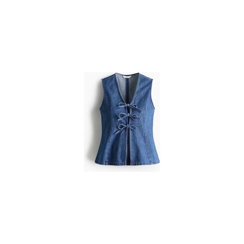 H&M - MAMA Džínová vestas předními vázačkami - Denim Blue