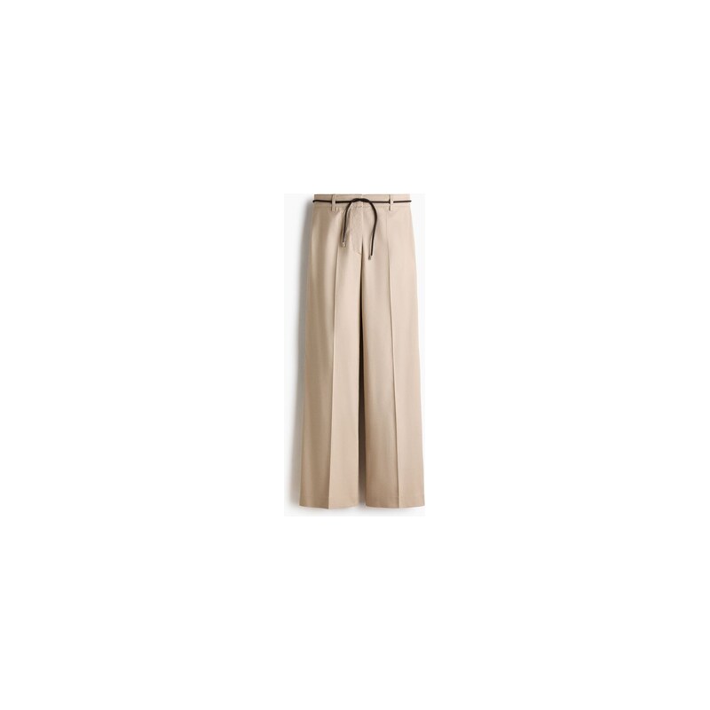 H&M - Kalhoty bootcut z lněné směsi - Béžová