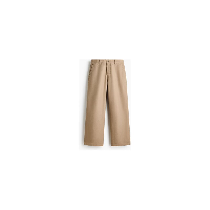 H&M - Bavlněné kalhoty chino Loose Fit - Béžová