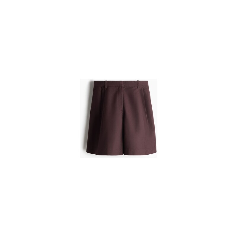 H&M - Elegantní šortky z lněné směsi - Tmavě Hnědá