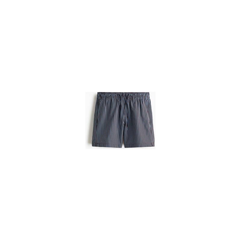 H&M - Plavkové šortky z tkaniny seersucker - Tmavě Hnědá/Proužky