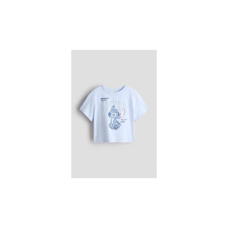 H&M - Bavlněné tričkos tištěným motivem - Bleděmodrá/Lilo &