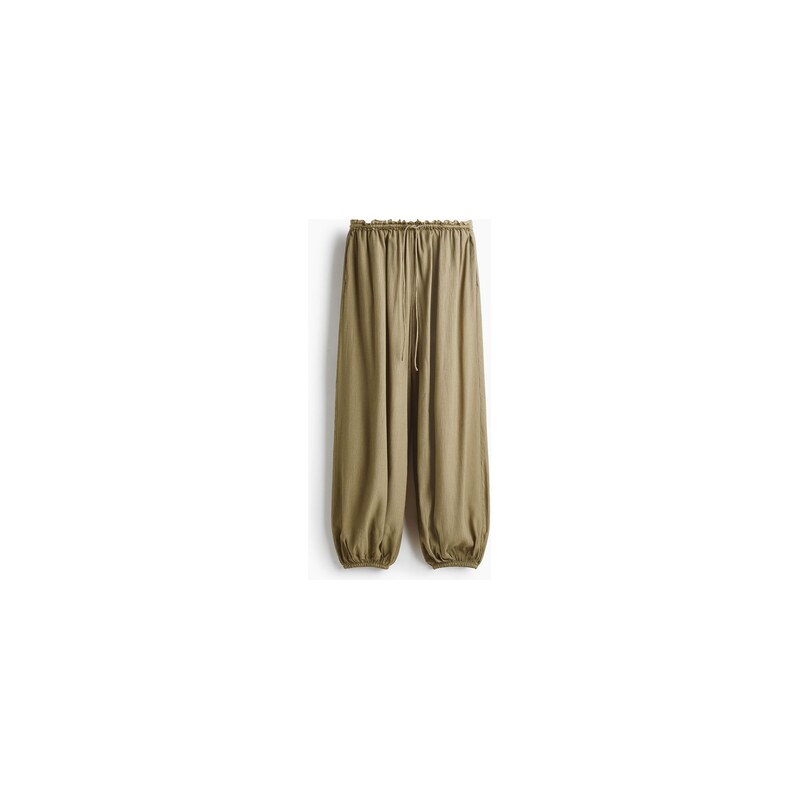 H&M - Kalhotys balonovými nohavicemi - Světle Zelená Khaki