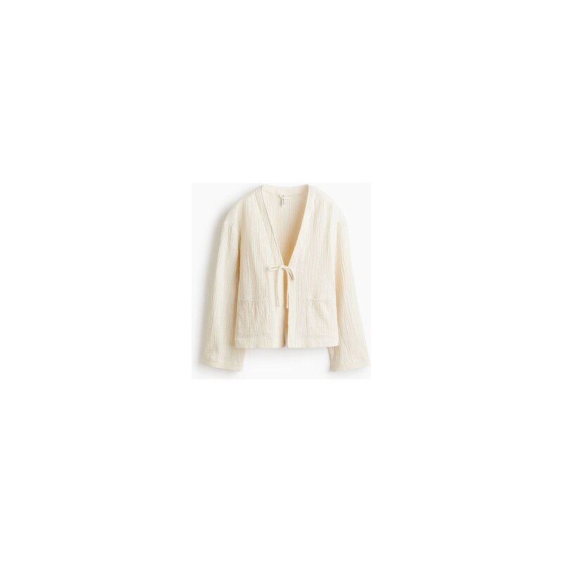 H&M - Tie-front muslin jacket - Světle Béžová
