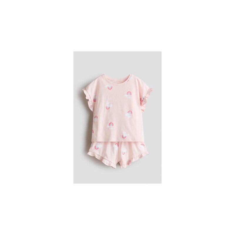 H&M - Pyžamos potiskem a volánky - Světle Růžová/Duhy