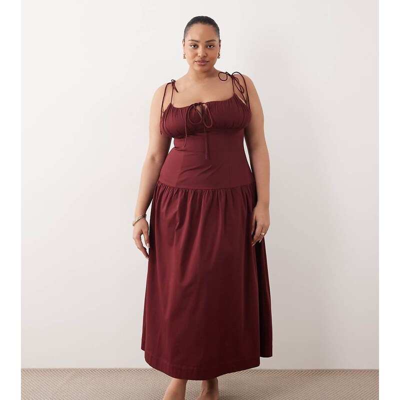ASOS Curve ASOS DESIGN Curve structured cotton tie bust dropped