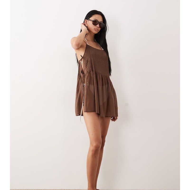 ASOS Tall ASOS DESIGN Tall Rita pleated beach cover up in