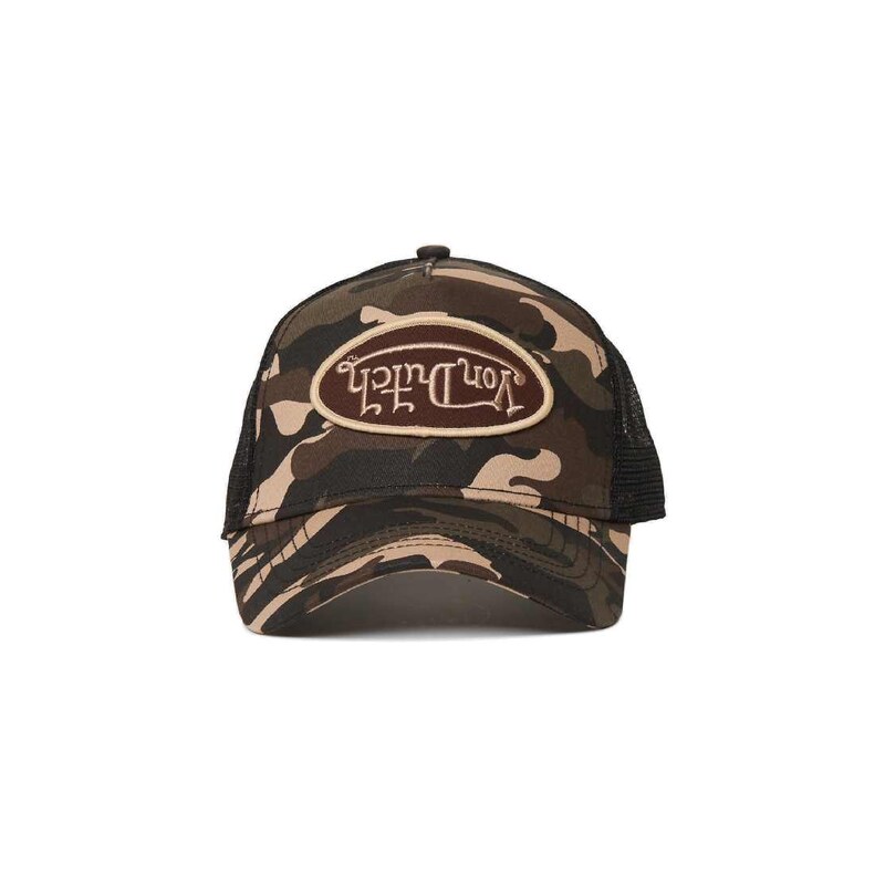 Von Dutch camo trucker cap in khaki and brown-Green