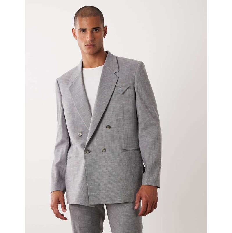 ASOS DESIGN relaxed suit jacket in mid grey-Blue