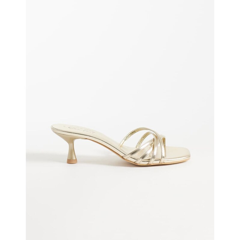 New Look kitten heel mules in gold