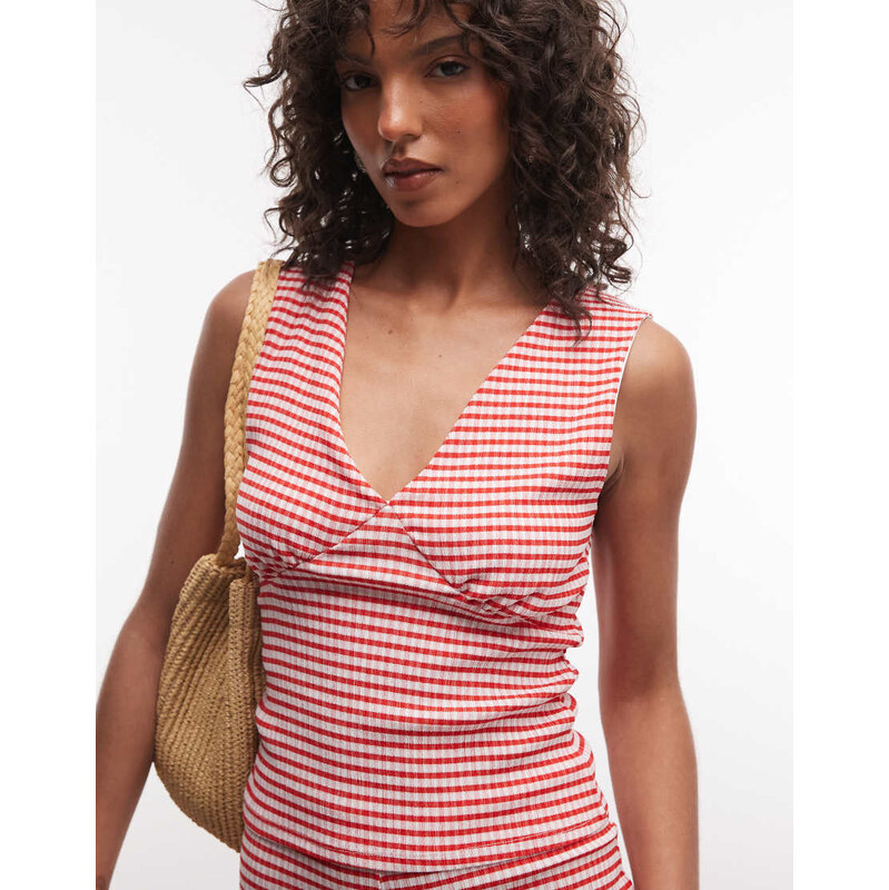 Reclaimed Vintage check print co-ord v neck tank top in gingham