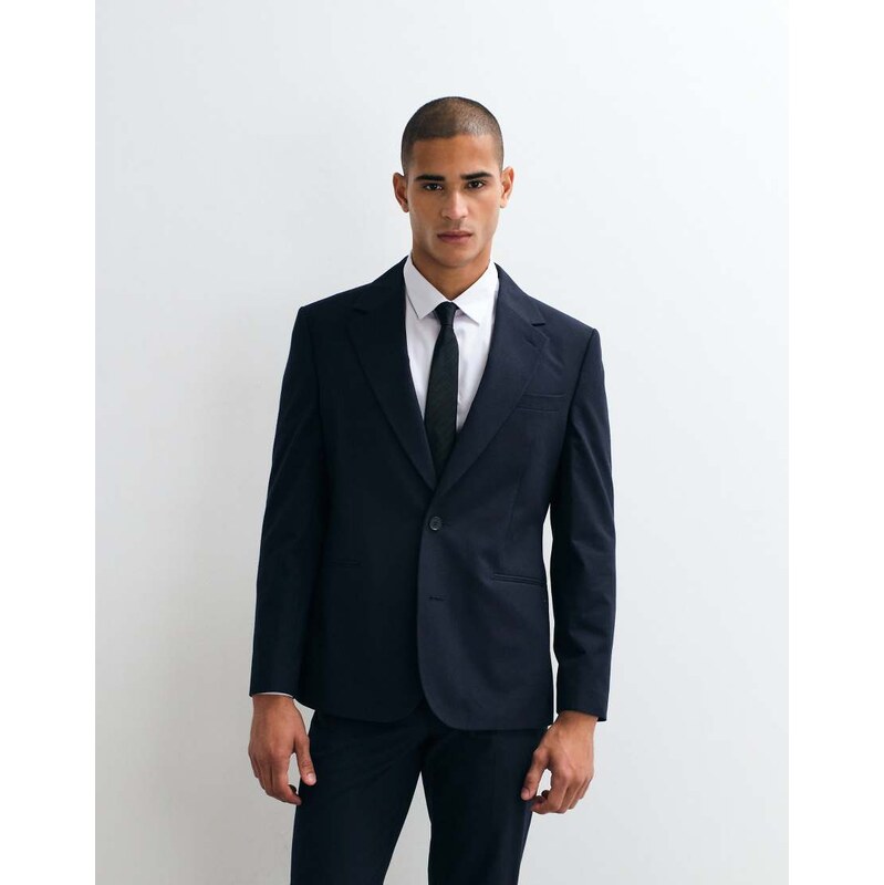 ASOS DESIGN slim suit jacket in navy chevron jacquard