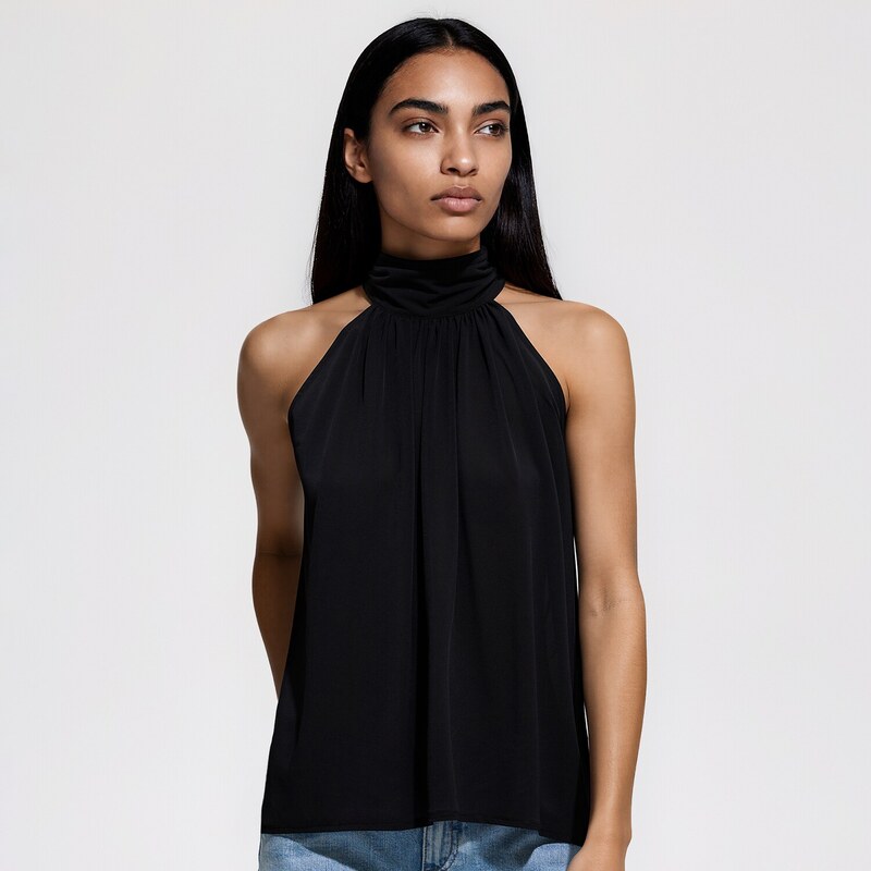 Reserved - Halter top se šálou - černý