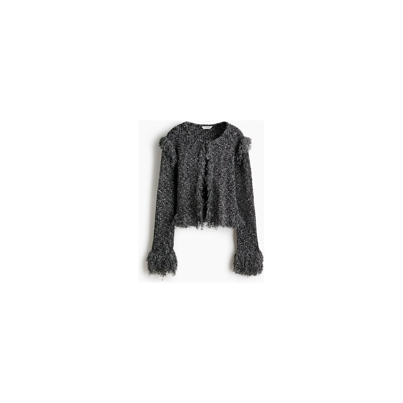 H&M - Kardigans třásněmi - Černý Melír