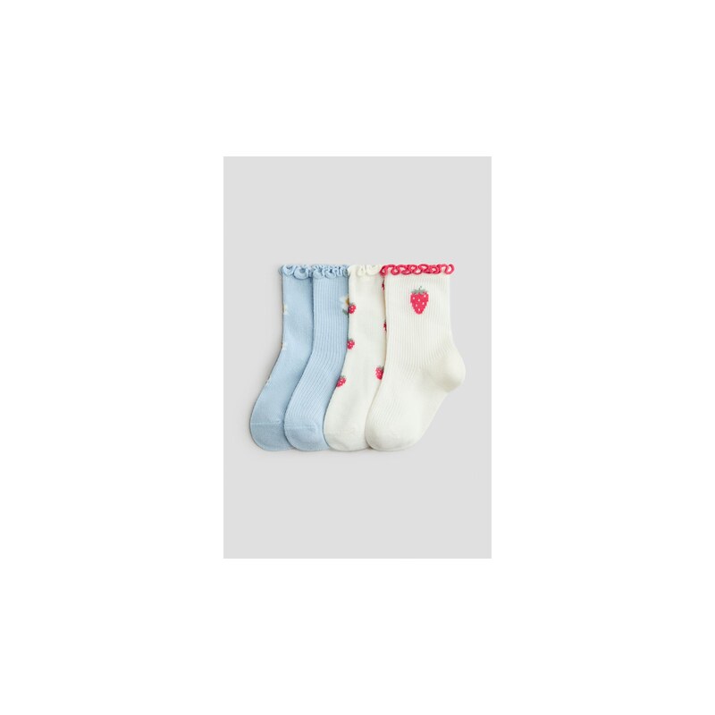 H&M - Ponožkys overlockem 4 páry - Bleděmodrá/Jahody