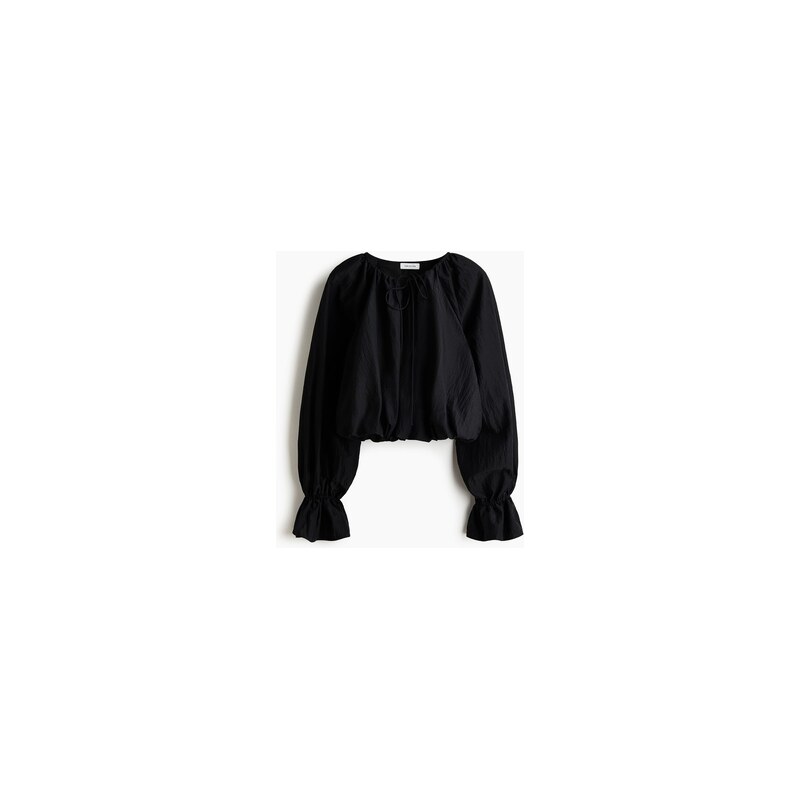 H&M - Mačkaná balonová halenka - Černá